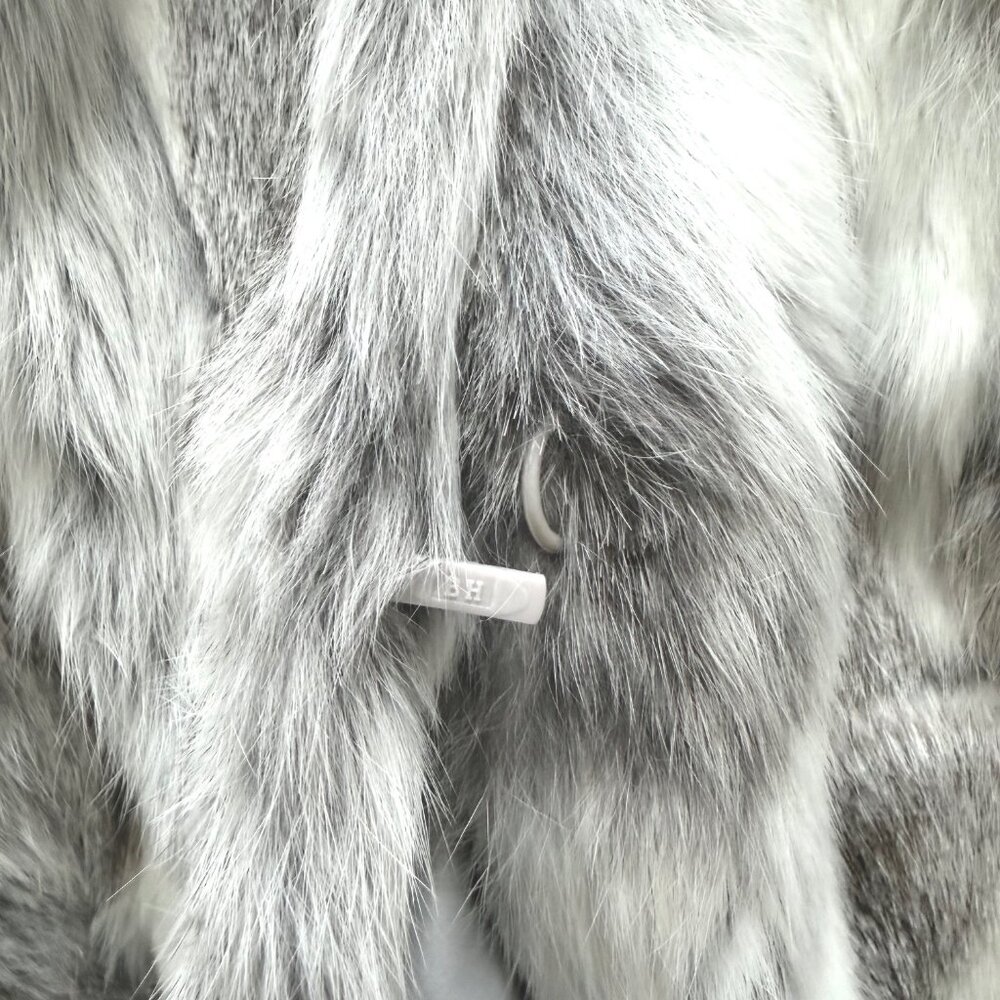 New Arielle Rabbit Fur Jacket in Multi-Grey Size Medium - Picture 8 of 13